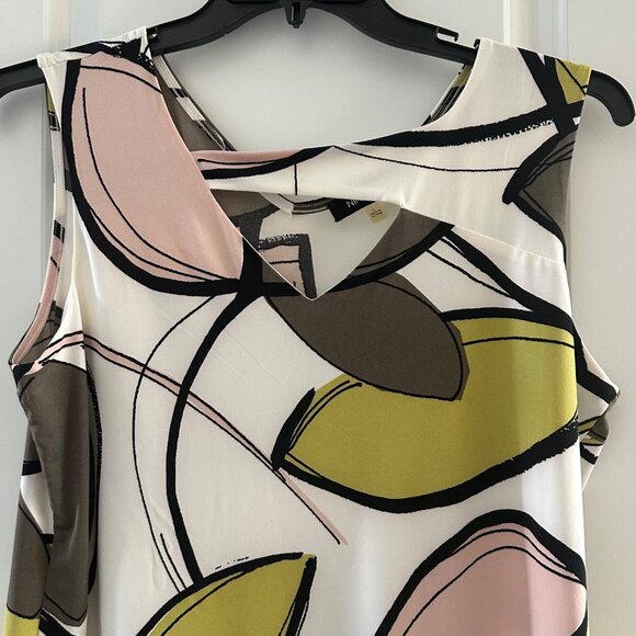 Nine West Womens Sleeveless Abstract Leaf Print Blouse L Polyester/Elastane - Picture 5 of 6